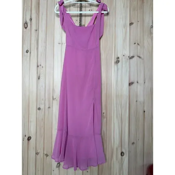NWT Lulus Summer Invite Pink Tie-Strap Tiered Midi Dress Bridesmaid Gala Size XS - Picture 2 of 9